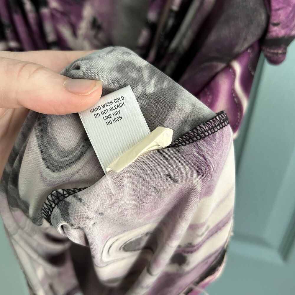 Y2K Dressbarn Womens Purple‎ Black Draped Blouse Top Med Fairygrunge Whimsigoth - Picture 7 of 10
